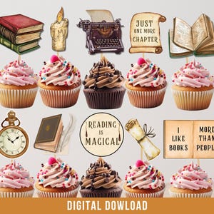 Book Cupcake Toppers: Book Lover Party Decor (PDF Printable)