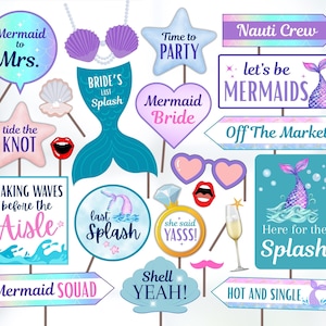 Last Splash Bachelorette Photo Props, Mermaid Party Decorations, Ocean Bachelorette Decor, Beach Bridal Shower Props, Nautical Bachelorette