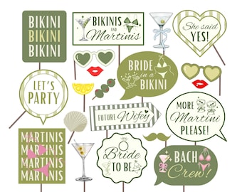 Bikinis and Martinis Bachelorette Party Props, Beach Bachelorette Party Decorations, Dirty Martini Bachelorette, Summer Bachelorette Party
