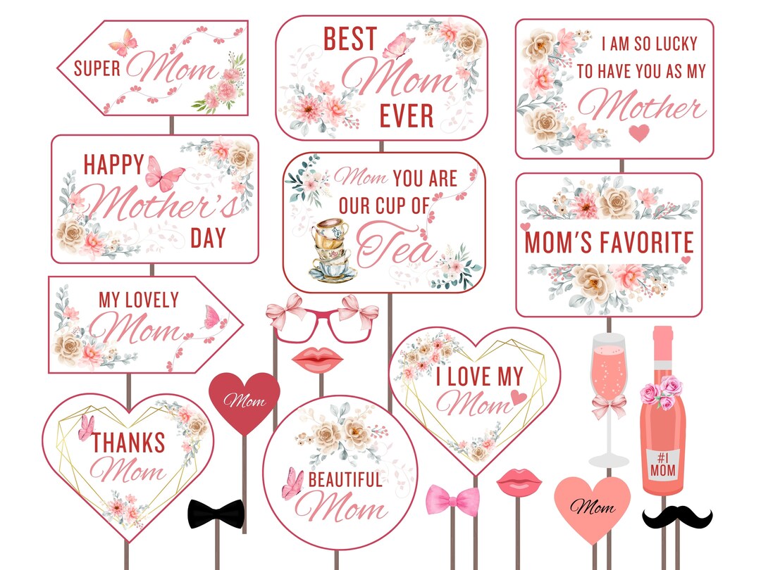 Mother's Day Photo Booth Props, Happy Mother's Day Photo Booth Props