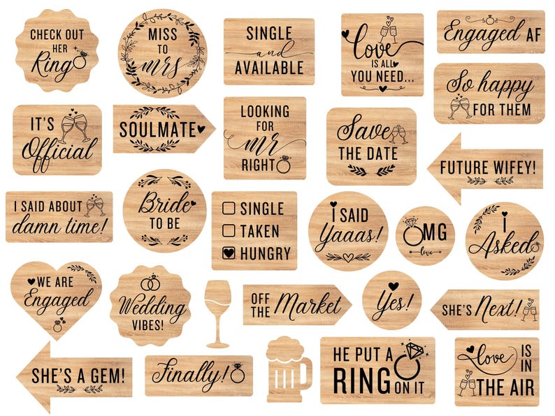 Rustic Engagement Party Photo Booth Props: 28 Piece Set (digital ...