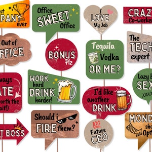 Funny Office Party Photo Booth Props: Work Party Decor (Digital Download)