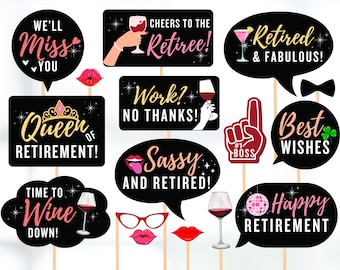 Retirement Party Photo Booth Props Printable, Retirement Photo Booth ...