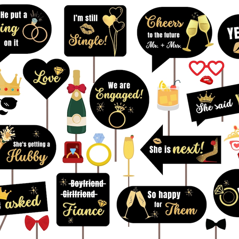 Engagement Party Photo Booth Props - Etsy