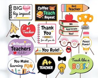 Teacher Appreciation Photo Booth Props: Printable Party Decorations (PDF Download