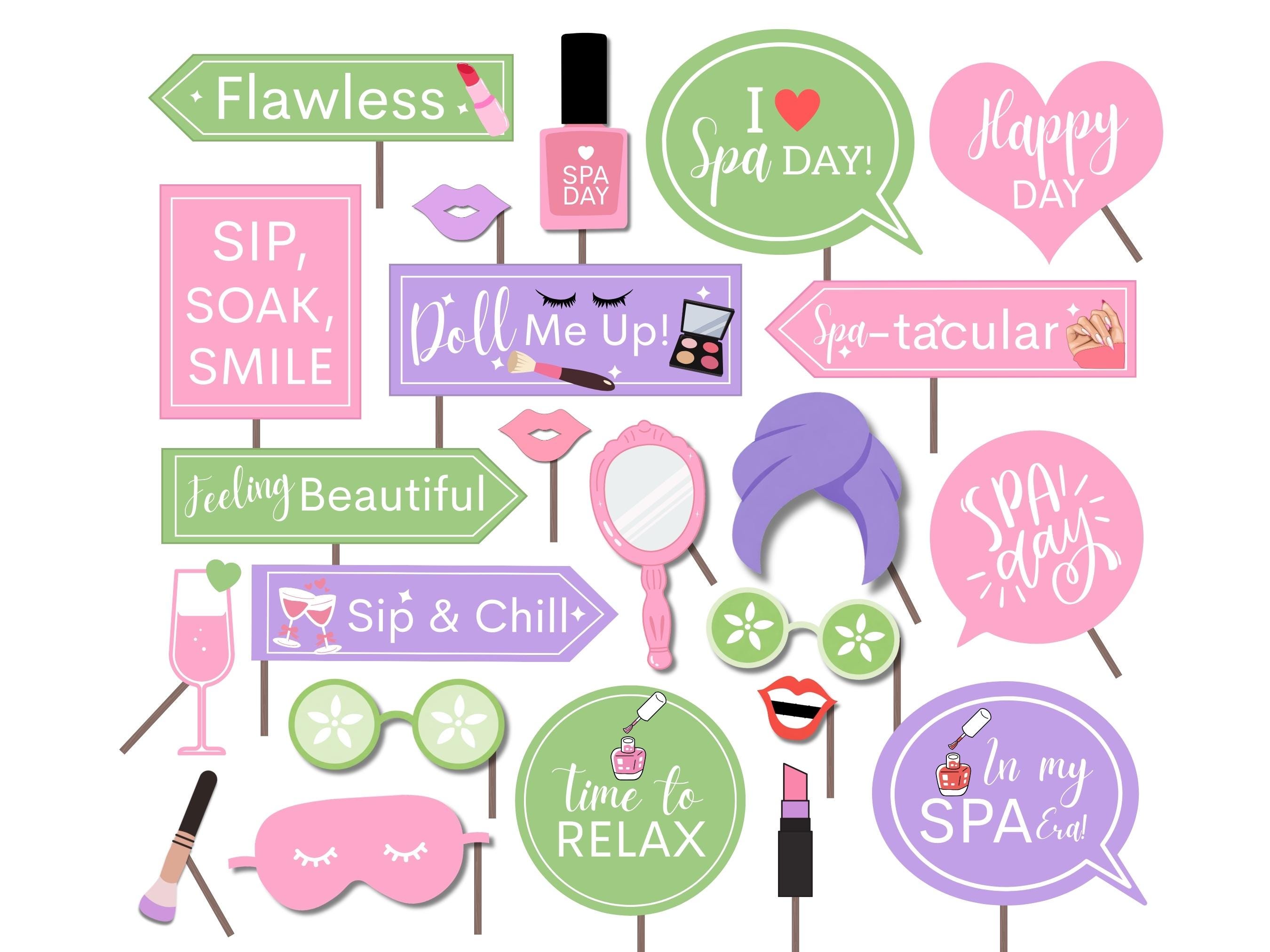 Spa Day Party Props Printable: Slumber Photo Booth Props (digital PDF ...