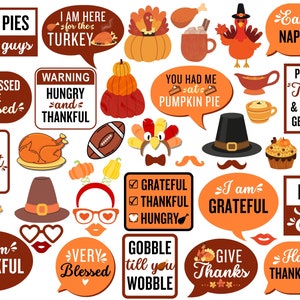 Funny Thanksgiving Photo Booth Props: Turkey Party Decorations (PDF)