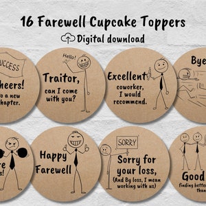 Farewell Cupcake Toppers, Office Cupcake Toppers, Farewell Party ...