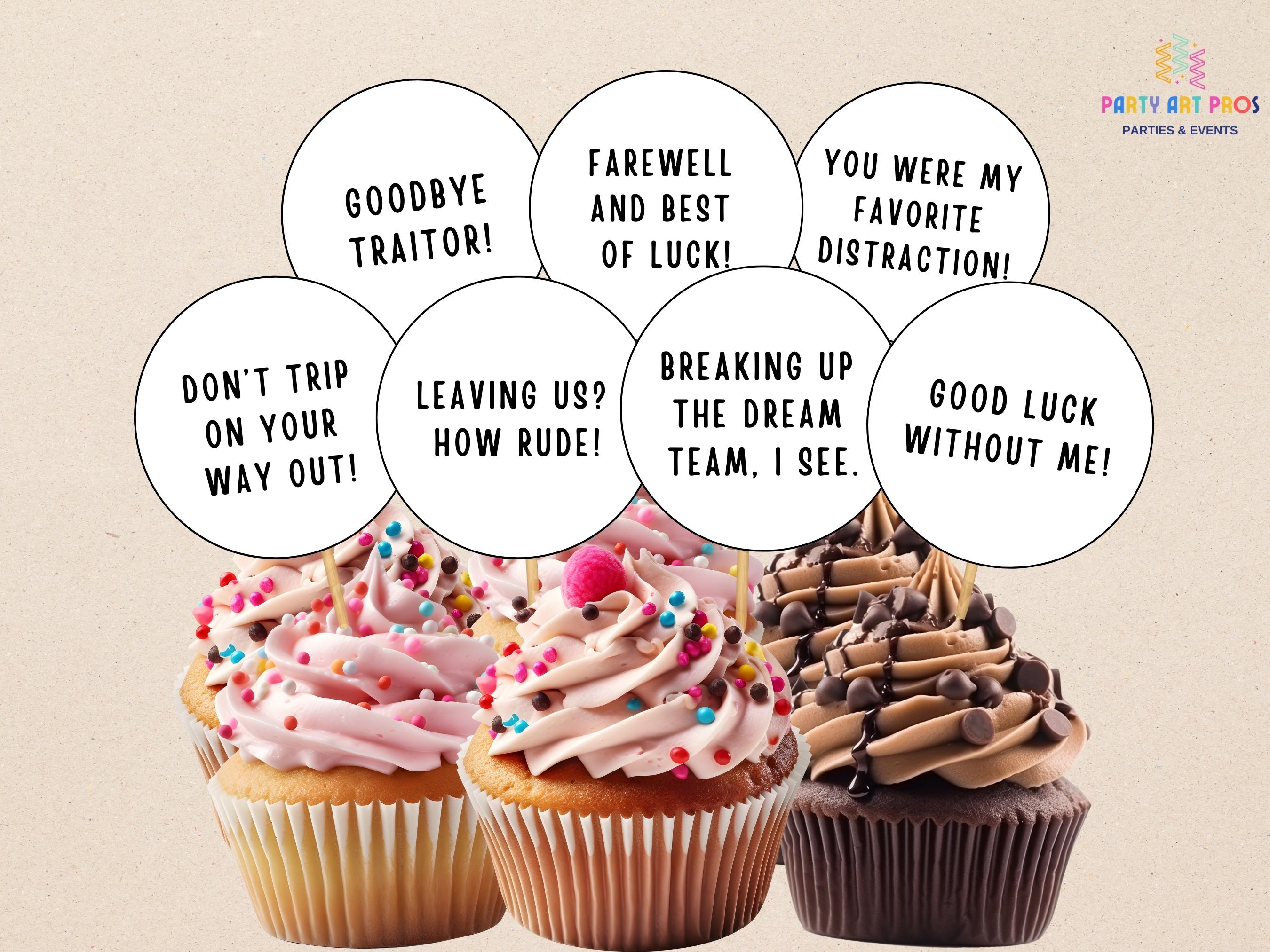 Sassy Goodbye Cupcake Toppers: Co-Worker Farewell Party (Digital Download)