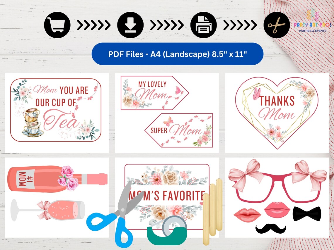 Mother's Day Photo Booth Props, Happy Mother's Day Photo Booth Props