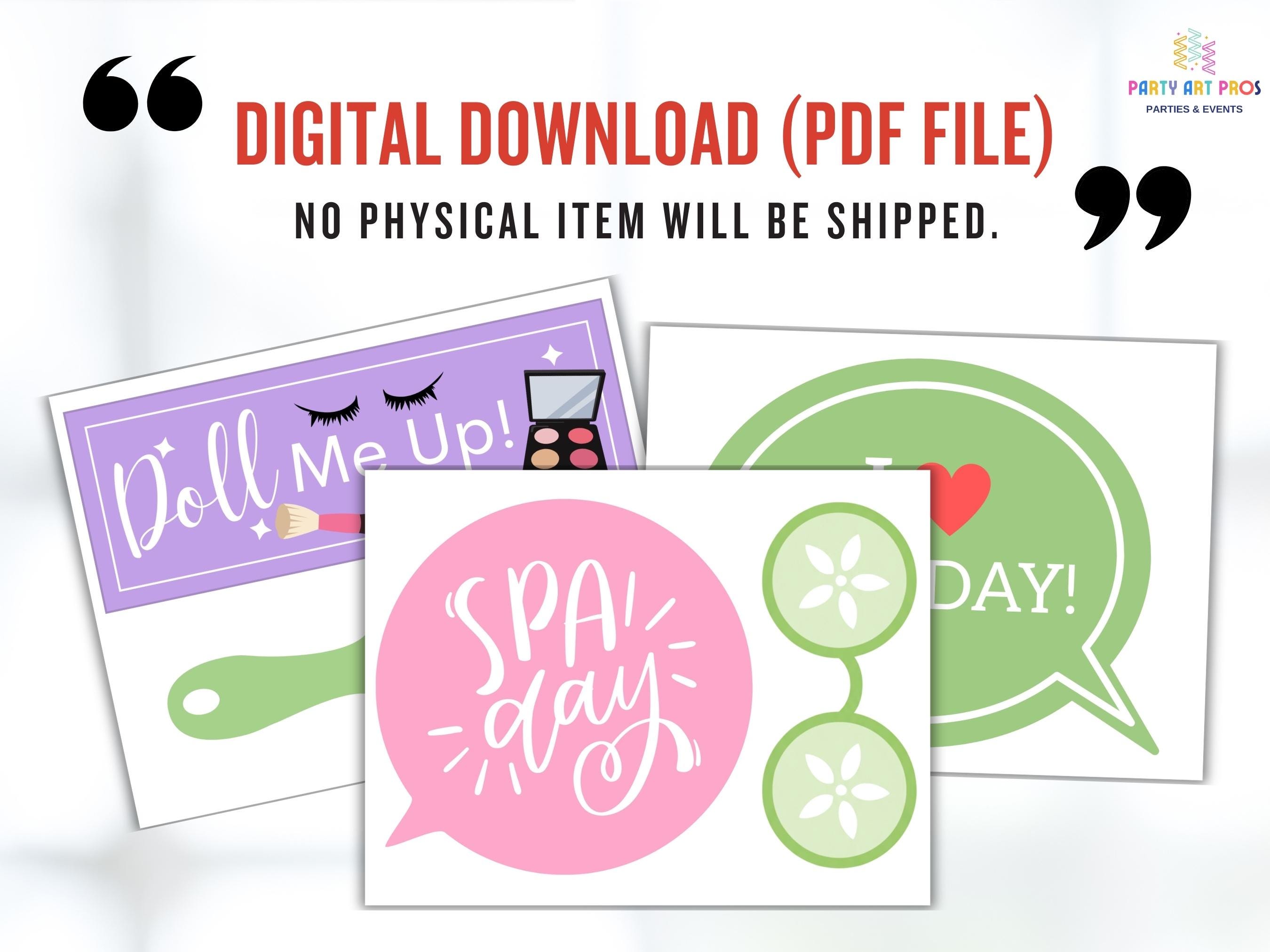 Spa Day Party Props Printable: Slumber Photo Booth Props (digital PDF ...