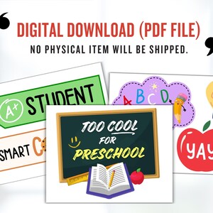 Preschool Graduation Photo Props Printable, Last Day of School Selfie Props, Graduation Party Decorations for Kids, Graduation Photobooth Props, End of School Props Photo Props, Instant Download