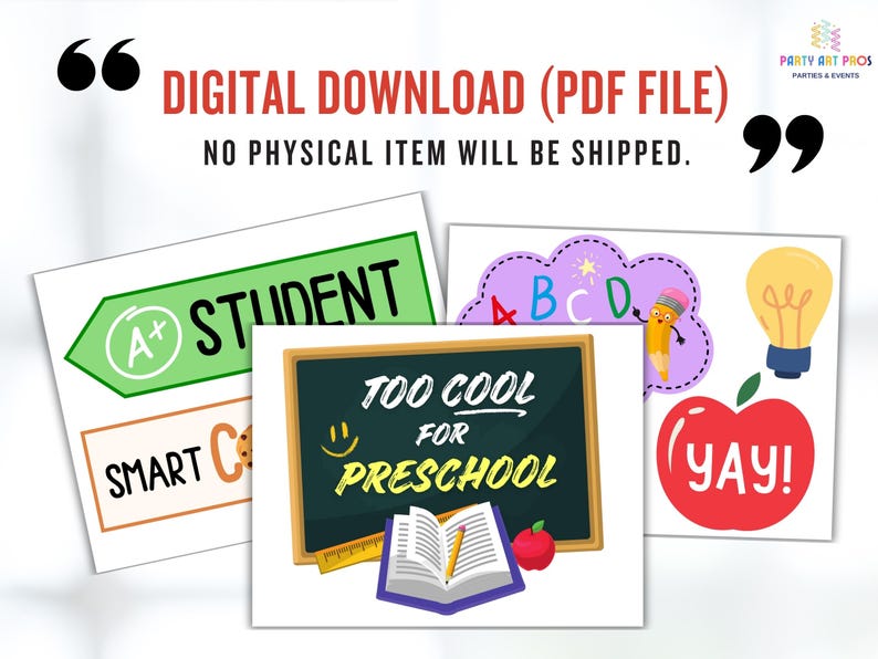 Preschool Graduation Photo Props Printable, Last Day of School Selfie Props, Graduation Party Decorations for Kids, Graduation Photobooth Props, End of School Props Photo Props, Instant Download