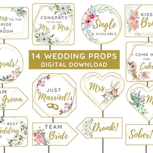 Wedding Photo Booth Props - Elegant Wedding Props, Wedding Props For Photobooth, Wedding Reception Decorations, Wedding Selfie Props