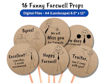 Adereços para cabine de fotos de despedida, adereços para festa de despedida, adereços para cabine de fotos de escritório, adereços de despedida, adereços para festa de escritório, adereços engraçados de despedida