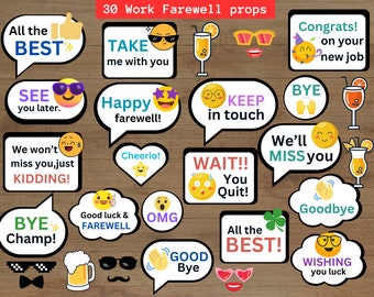 30 Farewell Party Props, Farewell Party Photobooth Props, Office Photobooth Props, Funny Work Party Props, Office Party Props, Printable