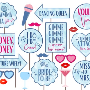 Dancing Queen Bachelorette Party Props Printable, Dancing Queen Bachelorette Photo Props, 1970s Disco Themed, Bachelorette Party