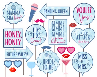 Dancing Queen Bachelorette Party Props Printable, Dancing Queen Bachelorette Photo Props, 1970s Disco Themed, Bachelorette Party