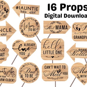 Rustic Baby Shower Photo Props Printable, Baby Shower Decorations, Baby Shower Photobooth Props, Baby Shower Props, Rustic Baby Shower Decor, Rustic Theme, Wooden Baby Shower Decorations