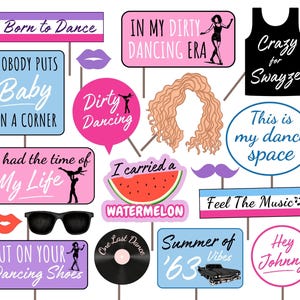 Dancing Party Props Printable, 80s Dance Movie Party Props, Summer of &#39;63 Theme Photo Props, Dirty Movie Inspired Decor, DD Photobooth Props