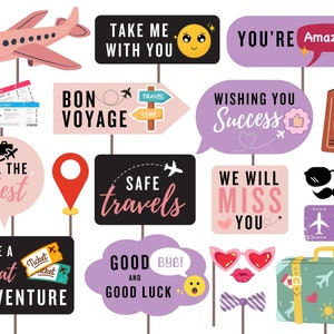 Bon Voyage Party Photo Booth Props, Travel Party Photo Booth Props, Going Away Photo Booth Prop, Farewell Party Props, Bon Voyage Party