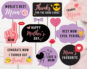 Mother's Day Photo Booth Props, Mother's Day Props, DIY Mother's Day Decoration, Mother's Day Party Props, Photobooth Props For Mother's Day