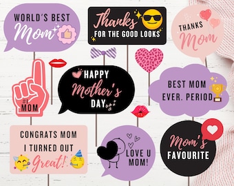 Mother's Day Photo Booth Props, Mother's Day Props, DIY Mother's Day Decoration, Mother's Day Party Props, Photobooth Props For Mother's Day