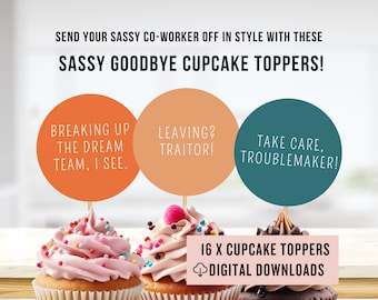 Sassy Goodbye Cupcake Toppers: Boho Farewell Party (Digital Download)