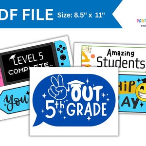 5th Grade Graduation Photo Booth Props, End of Year Party Decorations, Printable Grad Party Props, Class of 2032 Decor, Graduation Props, Graduation Decorations, Graduation Selfie Props, 5th Grade Grad Photo Props, Instant Download