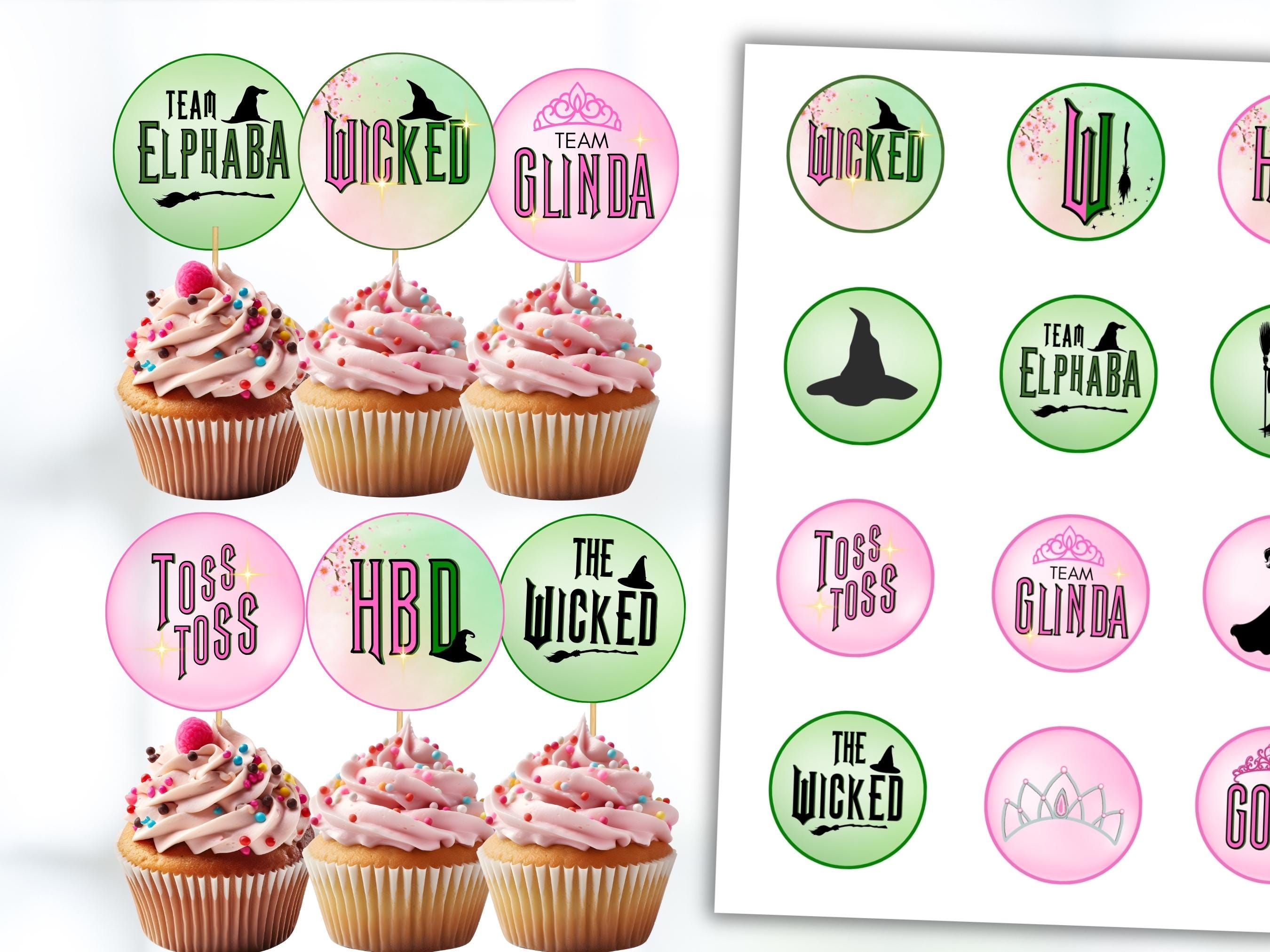Cupcake-Topper Mit Hexenmotiv – 24 Stück In Rosa & Grün, Deko Für Halloween, Geburtstag & Hexenpartys, Inkl. Stäbchen