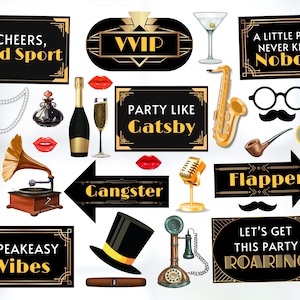 Roaring 20s Photo Booth Props: Art Deco Party (Digital Download)