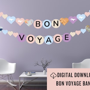 Bon Voyage Banner - Travel Party Decorations, Going Away Party, Farewell Party Decorations, Adventure Bon Voyage Sign, Bon Voyage Party