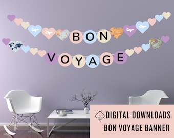 Bon Voyage-banderoll: Dekorationer till resefesten (digital nedladdning)