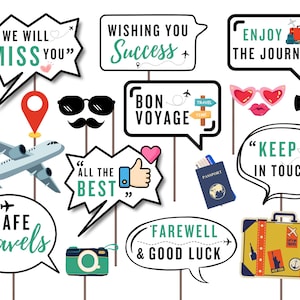 Travel Party Photo Booth Props, Bon Voyage Party Photo Booth Props, Going Away Photo Booth Prop, Farewell Party Props, Bon Voyage Party