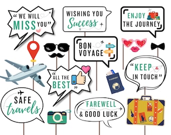 Travel Party Photo Booth Props: Bon Voyage, Farewell (PDF Printable)