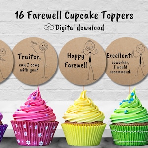 Farewell Cupcake Toppers, Office Cupcake Toppers, Farewell Party Decoration, Funny Farewell Party, Coworker leaving Cupcake Toppers