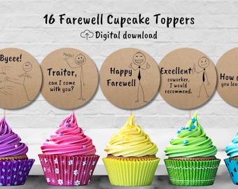 Farewell Cupcake Toppers, Office Cupcake Toppers, Farewell Party Decoration, Funny Farewell Party, Coworker leaving Cupcake Toppers