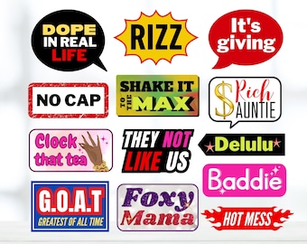 Photo Booth Props: Trending Party Signs (Digital Download)