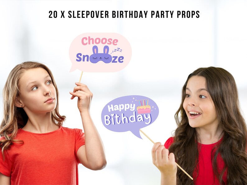 Sleepover Birthday Photo Booth Props: Fun Printable Party Decorations ...