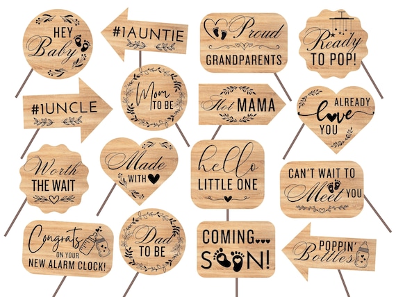 Rustic Baby Shower Photo Booth Props: Wooden Designs (Printable PDF)