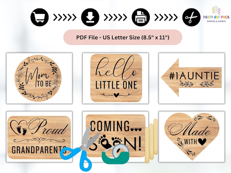 Rustic Baby Shower Photo Props Printable, Baby Shower Decorations, Baby Shower Photobooth Props, Baby Shower Props, Rustic Baby Shower Decor, Rustic Theme, Wooden Baby Shower Decorations