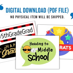 5th Grade Graduation Photo Booth Props, End of Year Party Decorations, Printable Grad Party Props, Class of 2032 Decor, Graduation Props, Graduation Decorations, Graduation Selfie Props, 5th Grade Grad Photo Props, Instant Download