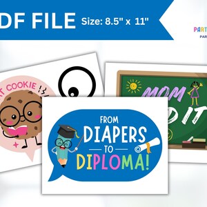 Preschool Graduation Photo Props Printable, Last Day of School Selfie Props, Graduation Party Decorations for Kids, Graduation Photobooth Props, End of School Props Photo Props, Instant Download