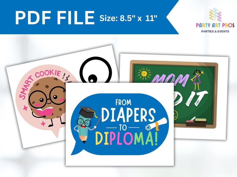 Preschool Graduation Photo Props Printable, Last Day of School Selfie Props, Graduation Party Decorations for Kids, Graduation Photobooth Props, End of School Props Photo Props, Instant Download