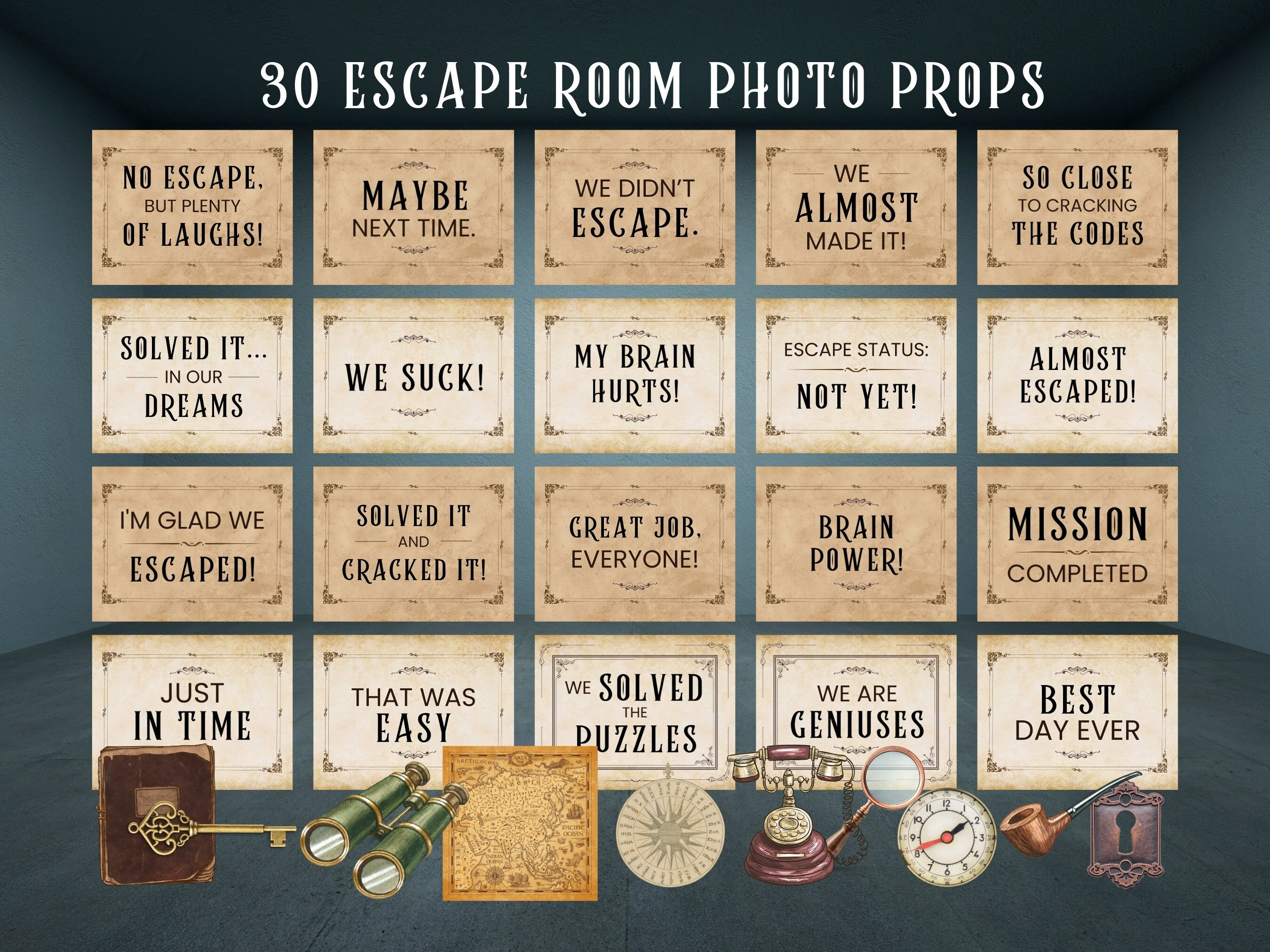Escape Room Photo Booth Props: 30 Printable Signs (digital Download) - Etsy