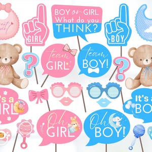 Gender Reveal Party Photo booth Props Printable, Gender Announce Party Props, Gender Reveal Photo Props, It's a boy or girl Party Props
