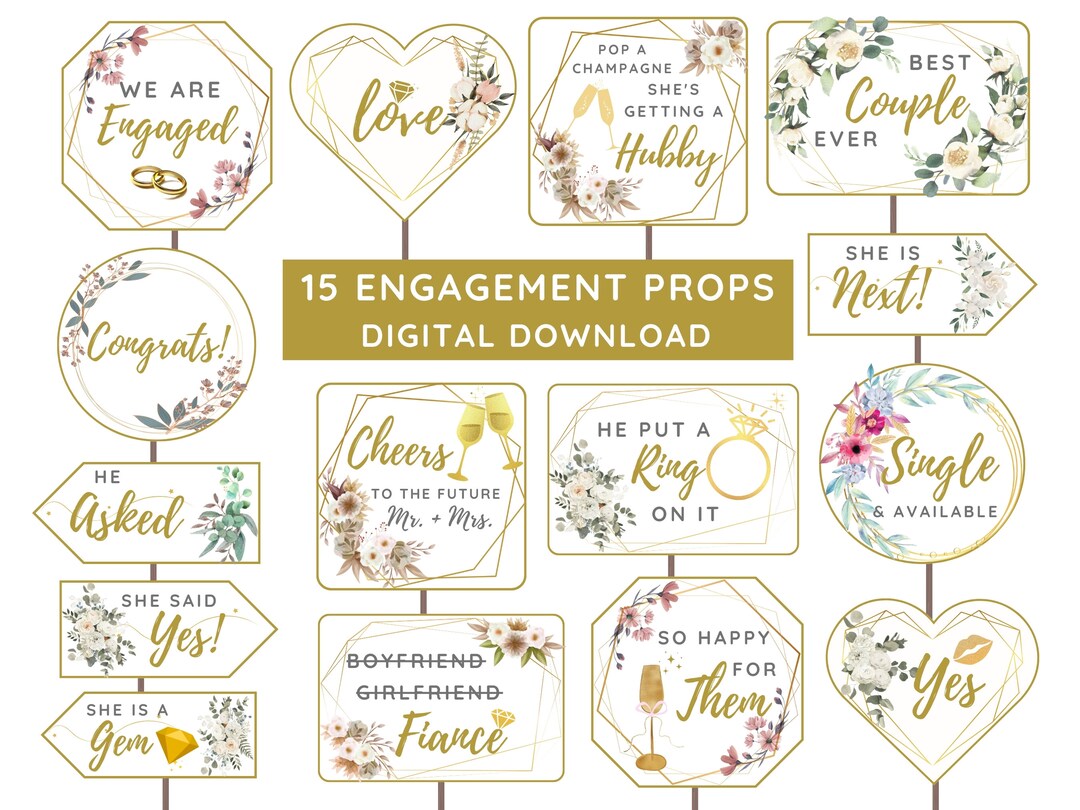 Elegant Engagement Photo Booth Props: 15 Designs (digital Download) - Etsy