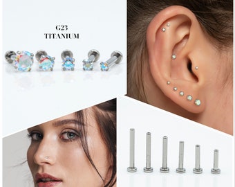 20G/18G/16G 1.5mm-4mm Aurora Borealis Push Pin Labret • Threadless Flat Back Earring • Tragus Stud • Helix Stud • Cartilage Stud • Nose Stud
