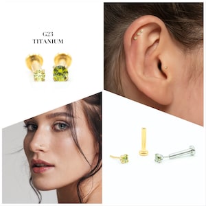 20G/18G/16G 1.5mm-2mm Light Green Push Pin Labret • Threadless Flat Back Earring • Tragus Stud • Helix Stud • Cartilage Stud • Nose Stud