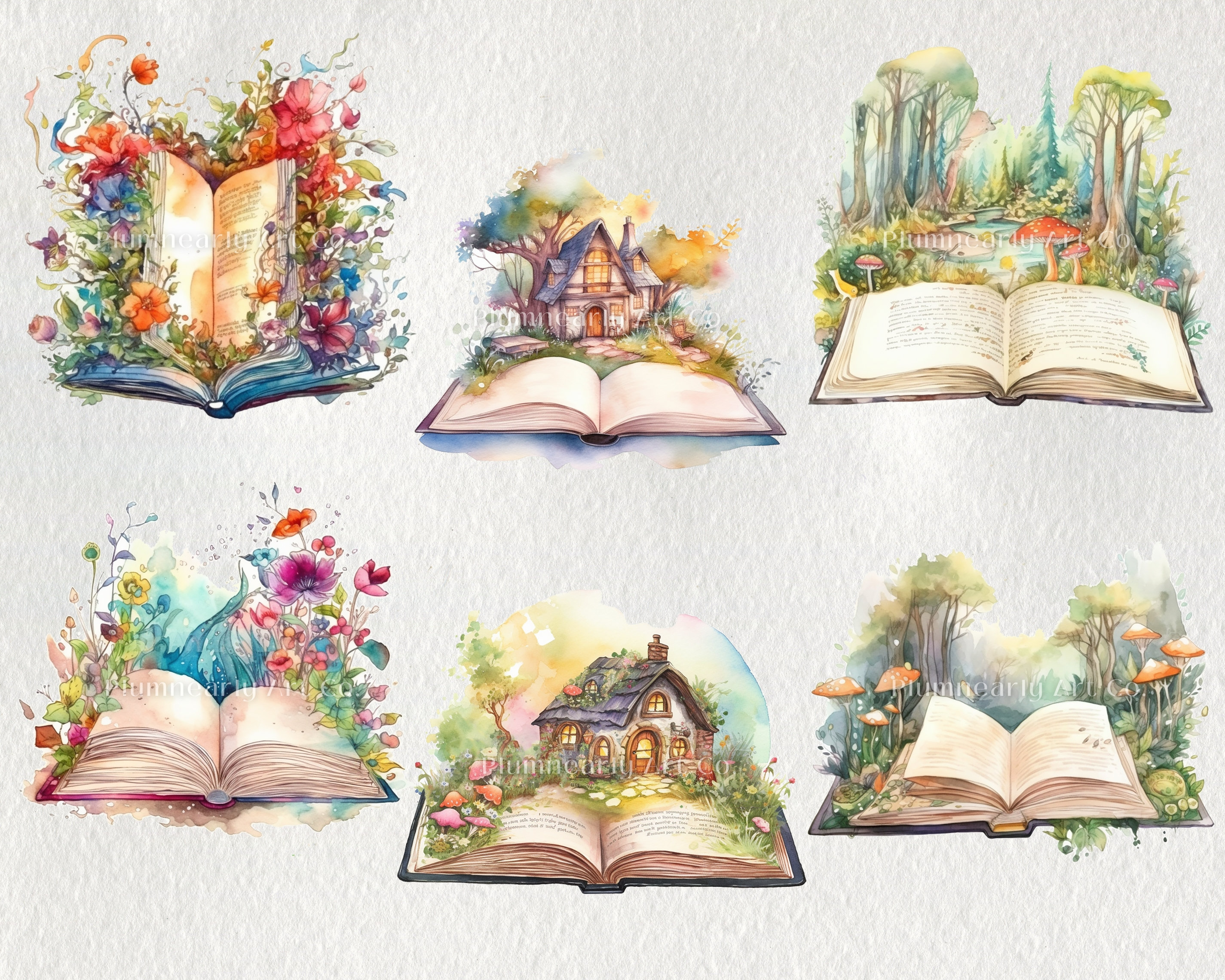 101 PNG Watercolor Fantasy Books Clipart Bundle, Open Book Clip Art ...